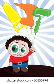 Kid with Tool shape balloon