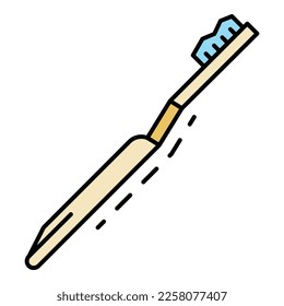 Kid toothbrush icon. Outline kid toothbrush vector icon color flat isolated on white