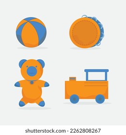 Kid toy, doll, ball, train, drum vector illustration. suitable for kids design decoration.