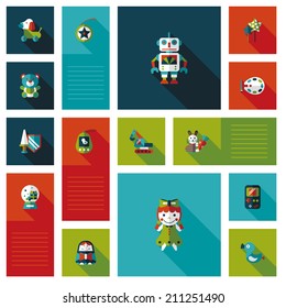 kid toy flat ui background set
