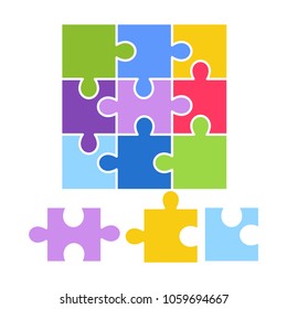 Kid toy puzzle picture game children constructor plaything vector flat isolated icon