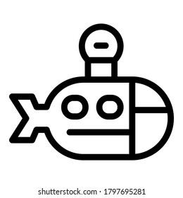 Kid toy submarine icon. Outline kid toy submarine vector icon for web design isolated on white background