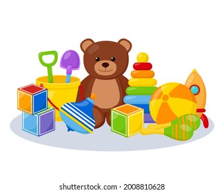 Kinderspielzeug, Spielzimmer, Vektorgrafik