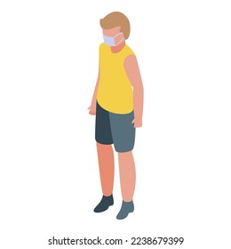 Kid travel icon isometric vector. Mask vacation. Airport trip