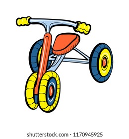 Kid tricycle icon. Cartoon of kid tricycle vector icon for web design isolated on white background