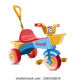 Kid tricycle icon. Cartoon of kid tricycle vector icon for web design isolated on white background. Trike vector design for any print and cut works. Controlled bike for father and mother. 
