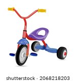 Kid tricycle illustration. Cartoon of kid tricycle vector icon for web design isolated on white background. Trike vector design for any print and cut works. Tricycle for kids.