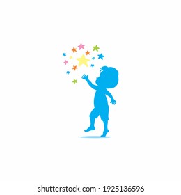 Kid Try To Reach A Star Logo, Dream Template Design, Emblem, 
Design Concept, Creative Symbol,