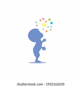 kid try to reach a Star Logo, dream Template Design, Emblem, 
Design Concept, Creative Symbol,
