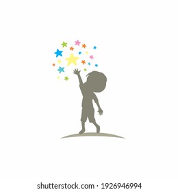 kid try reached for Star Logo, dream Template Design, Emblem,  Design Concept, Creative Symbol,