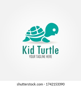 Kid turtle logo design vector illustration.