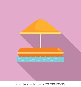 Kid umbrella tool icon flat vector. Water park. Aqua amusement