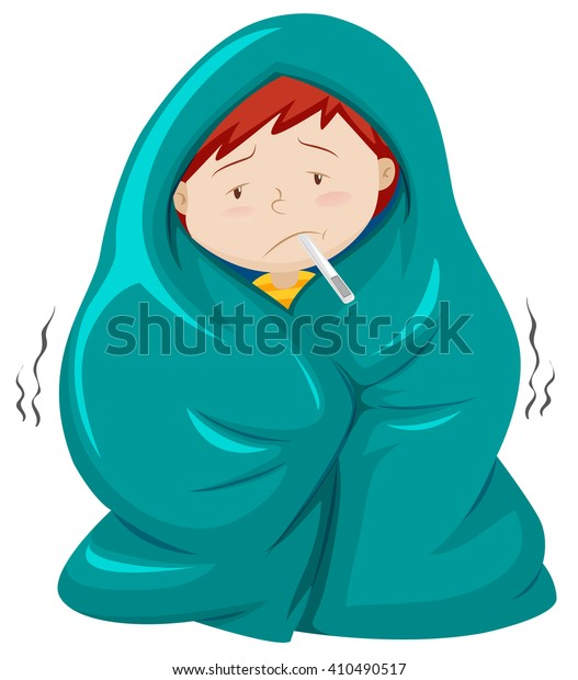 Kid Under Blanket Having Fever Illustration Stock Vector (Royalty Free ...