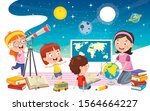 Kid Using Telescope For Astronomical Research
