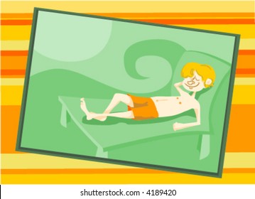 Kid in vacation Postcard (Vector)
