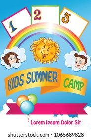 Kid vacation template with Rainbow, Event Invitation, Festival Flyer