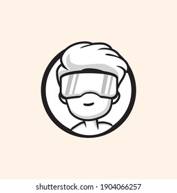 kid and virtual reallity for Geek Logo, Vector Logo template