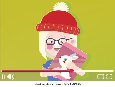 Kid vlogger concept. vector illustration