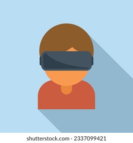 Kid vr headset icon flat vector. Virtual reality glasses. Digital video