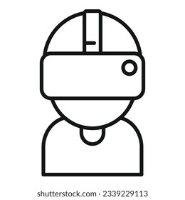 Kid vr Headset Symbol-Umriss-Vektorgrafik. Brille der virtuellen Realität. Digitales Video