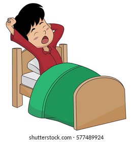 Get Cartoon Picture Of Boy Waking Up Background