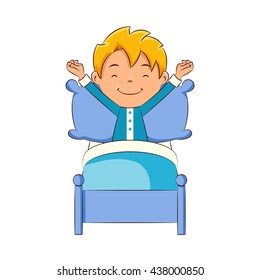 Kid Waking Up, Vector Illustration