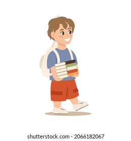 Kid walking to school. Back to school. Vector illustration EPS10
