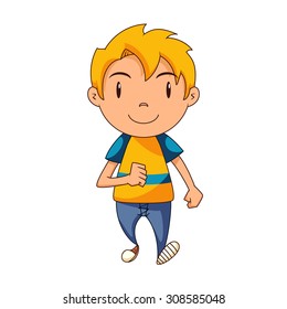 Kid walking, vector illustration
