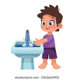 icono aislado de rutina de higiene de manos lavadas de niños