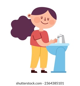 kid washing hands on sink vector isolated