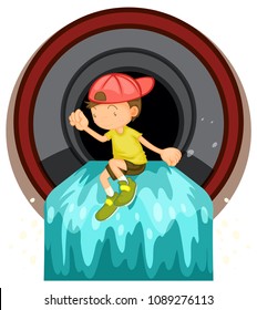 A Kid at Waste Pipe  illustration