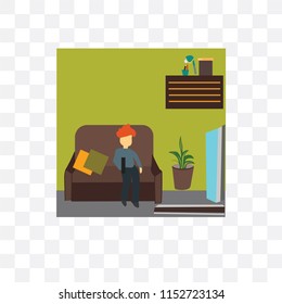 Kid watching TV vector icon isolated transparent background  Kid watching TV logo concept