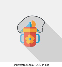 kid water bottle flat icon with long shadow,EPS 10