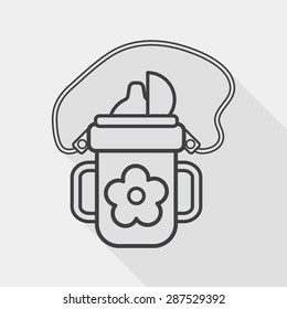 kid water bottle flat icon with long shadow,EPS 10, line icon