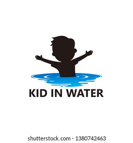 Kid in Water Logo Template Design Vector, Emblem, Design Concept, Creative Symbol, Icon