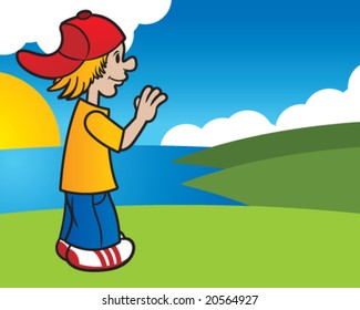 Kid waving