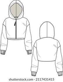 KID WEAR KROPPKROPPSCHNITTSTEMPEL UND HOODIE FRONT UND RACK VEKTORSKETCH