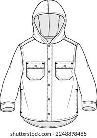 KID WEAR JACKET WITH HOOD FLAT DESIGN VECTOR