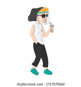 Kid wear medical face shield and mask. Pandemic flu outbreak coronavirus or covid-19 protection concept. Vector illustration design.