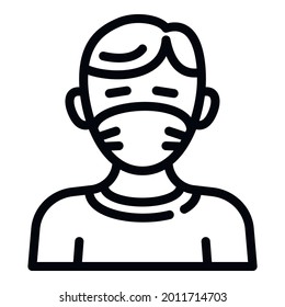 Kid wear medical mask icon. Outline kid wear medical mask vector icon for web design isolated on white background