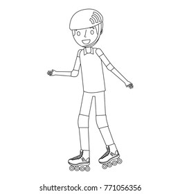 kid wearing helmet and roller skate funny