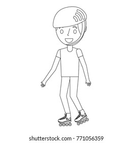 kid wearing helmet and roller skate funny