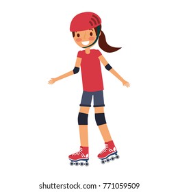 kid wearing helmet and roller skate funny