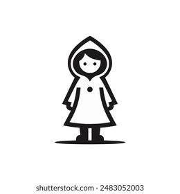 kid wearing raincoat logo vector illustration template design