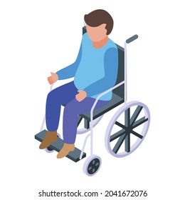 Kid wheelchair icon isometric vector. Children inclusion. Disabled group