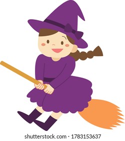 Kid in witch costume for Halloween