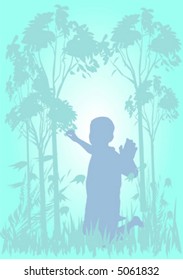 kid in wood