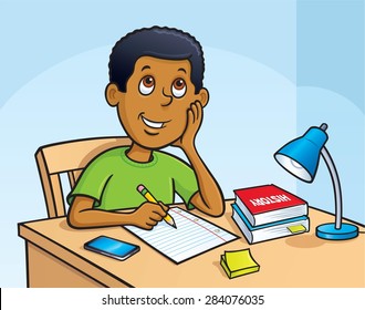 Kid Working On Homework