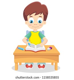 kid writing cartoon