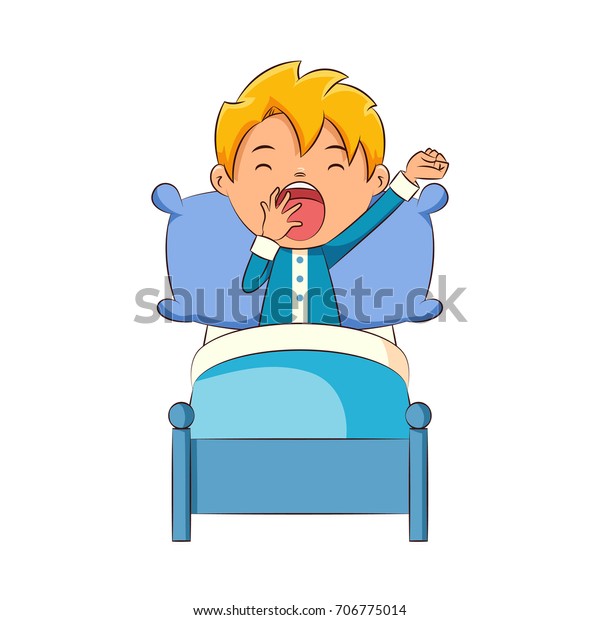 Kid Yawning Bed Stock Vector (Royalty Free) 706775014